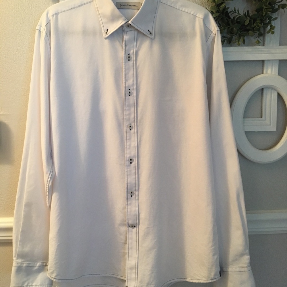 James Campbell White/Blue Stitching Button…